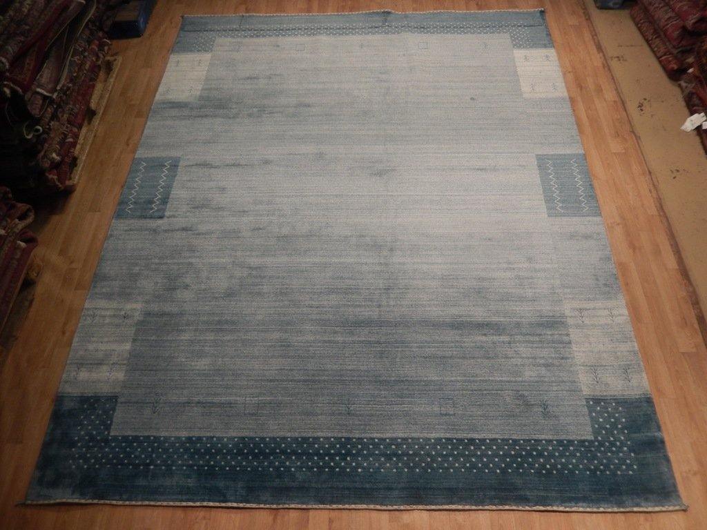 9x12 Authentic Loom Knotted Viscose Wool Blend Modern Rug - India - bestrugplace