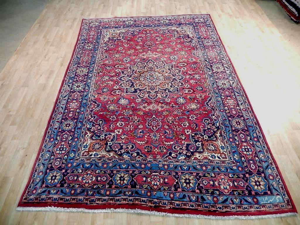 7x10 Authentic Hand Knotted Semi-Antique Persian Mashad Rug - Iran - bestrugplace