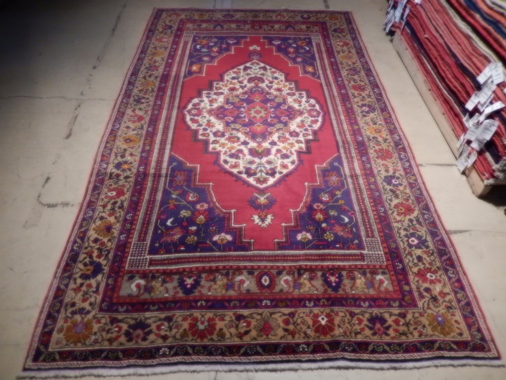 6.8 x 11.4 Red Semi-Antique Russian Kazak Runner 73214
