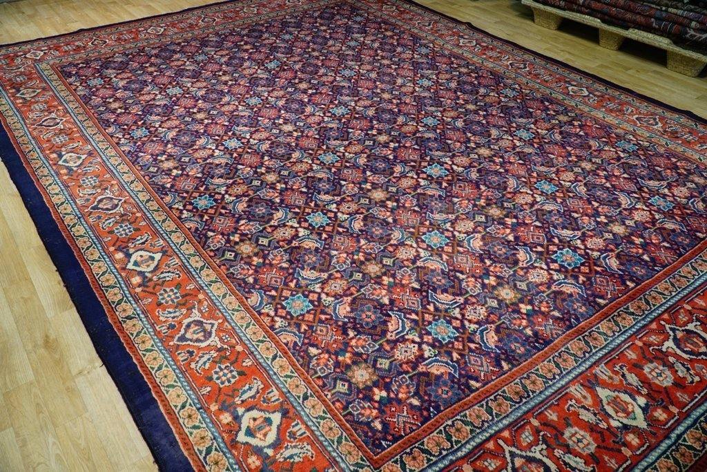 9x13 Authentic Hand Knotted Semi-Antique Persian Herati Rug - Iran - bestrugplace