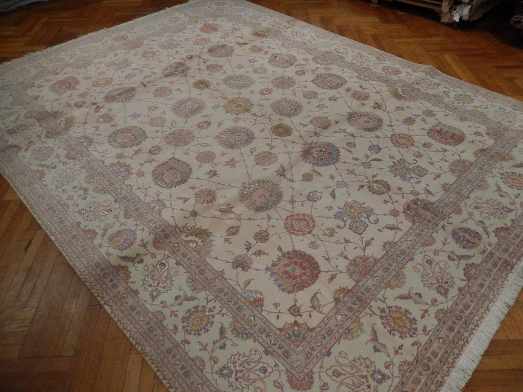 10x13 Authentic Handmade High End Wool & Silk Persian Tabriz Rug - Iran - bestrugplace