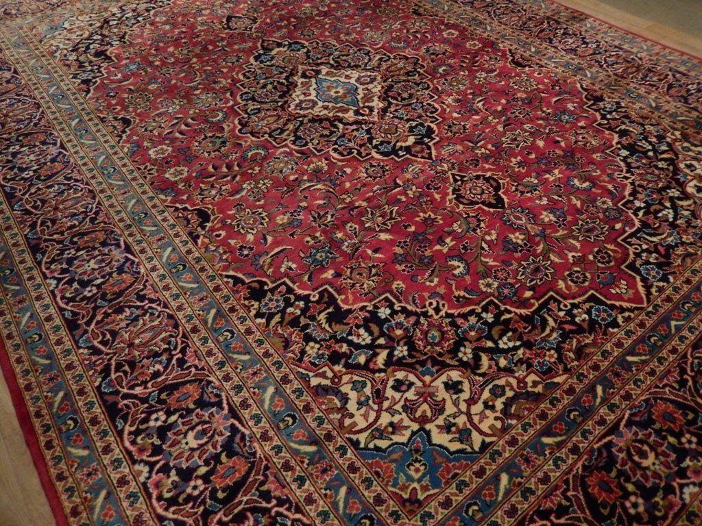 10x13 Authentic Hand Knotted Semi-Antique Persian Kashan Rug - Iran - bestrugplace