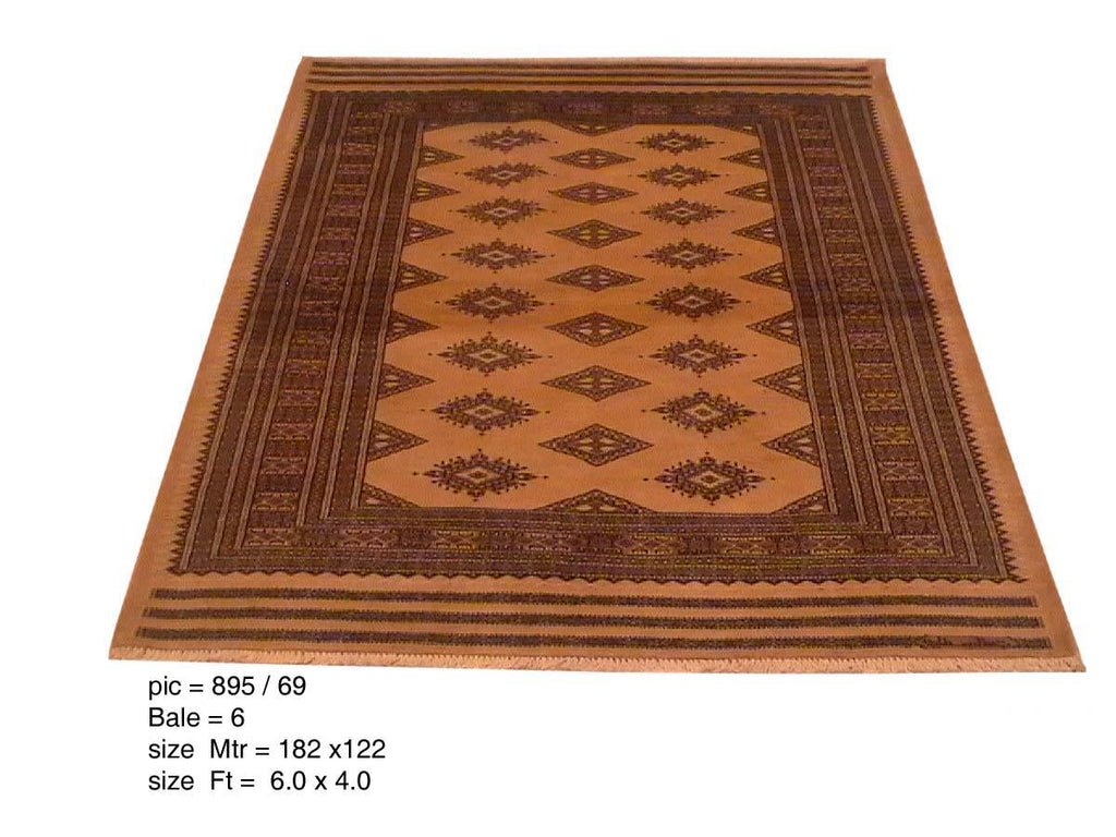 Radiant 4x6 Authentic Handmade Wool & Silk Jaldar Bokhara Rug - Pakistan - bestrugplace