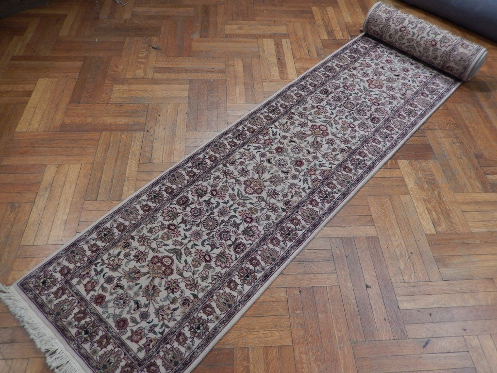 3' x 20' Ivory Sino Wool & Silk Runner Rug 21541