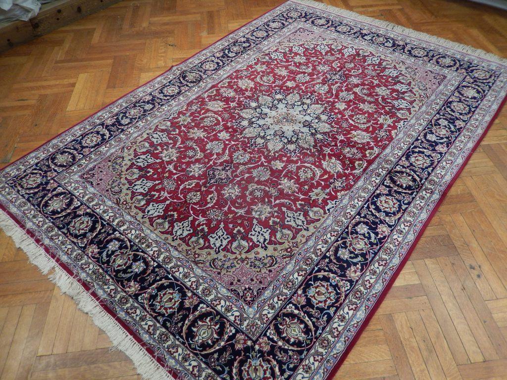 7x10 Authentic Handmade Signed Wool & Silk Persian Isfahan Rug - Iran - bestrugplace