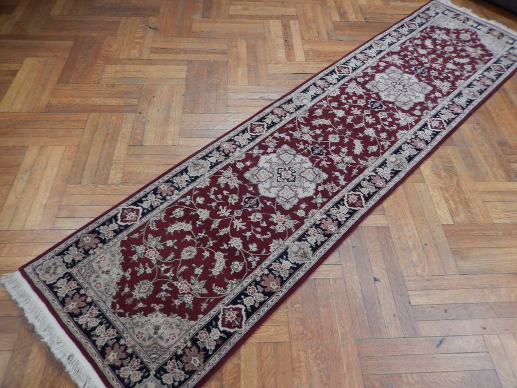 2' x 10' Red Sino Wool & Silk Runner Rug 21568