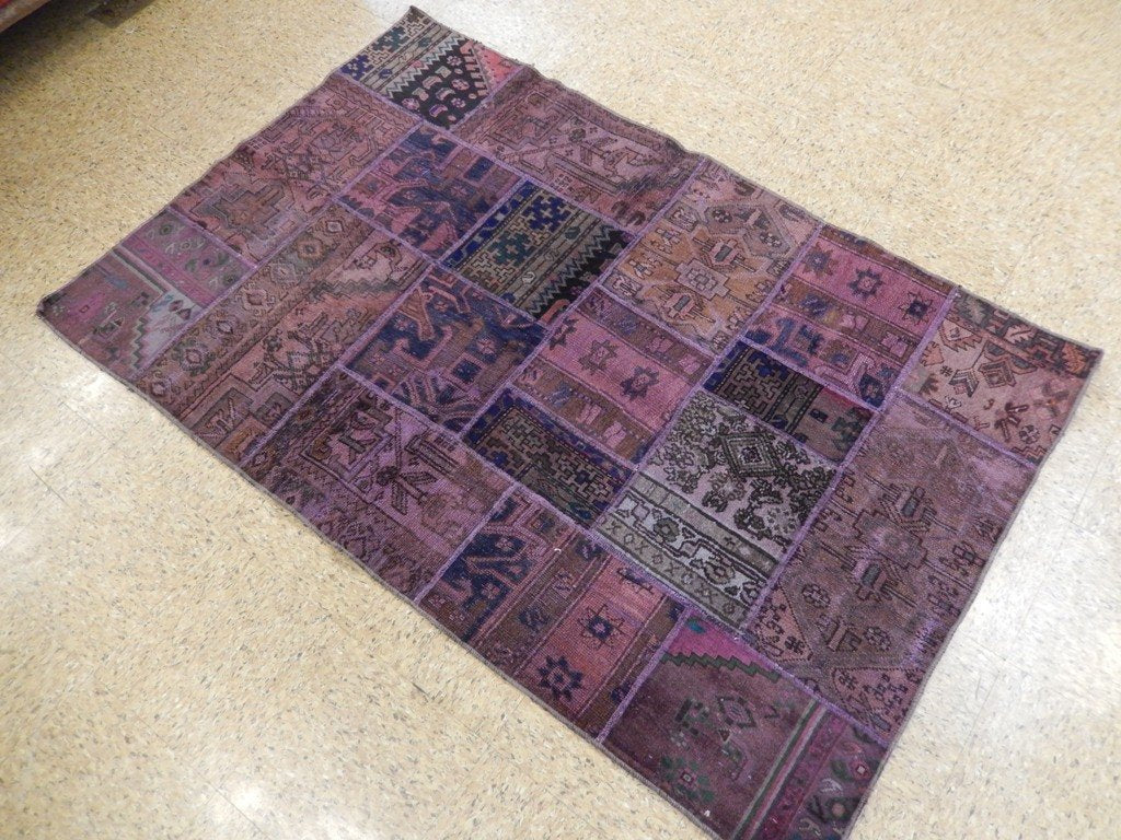 4 x 6 Red Antique Persian Patchwork Pattern Rug - Iran #PIX-22112