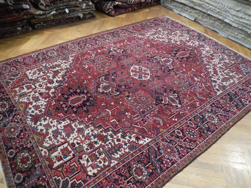 8' x 12' Semi-Antique Persian HERIZ Rug - bestrugplace