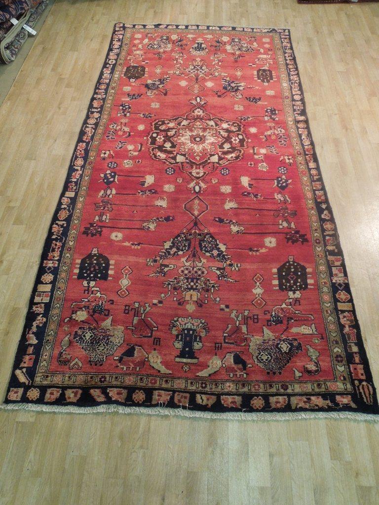 5x11 Authentic Hand Knotted Semi-Antique Persian Herati Runner - Iran - bestrugplace