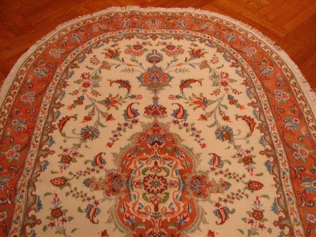 4x7 Authentic Handmade High End Wool&Silk Persian Tabriz Oval Rug-Iran - bestrugplace