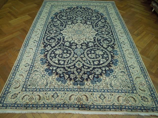7x10 Authentic Handmade Persian Wool & Silk Nain Rug - Iran - bestrugplace