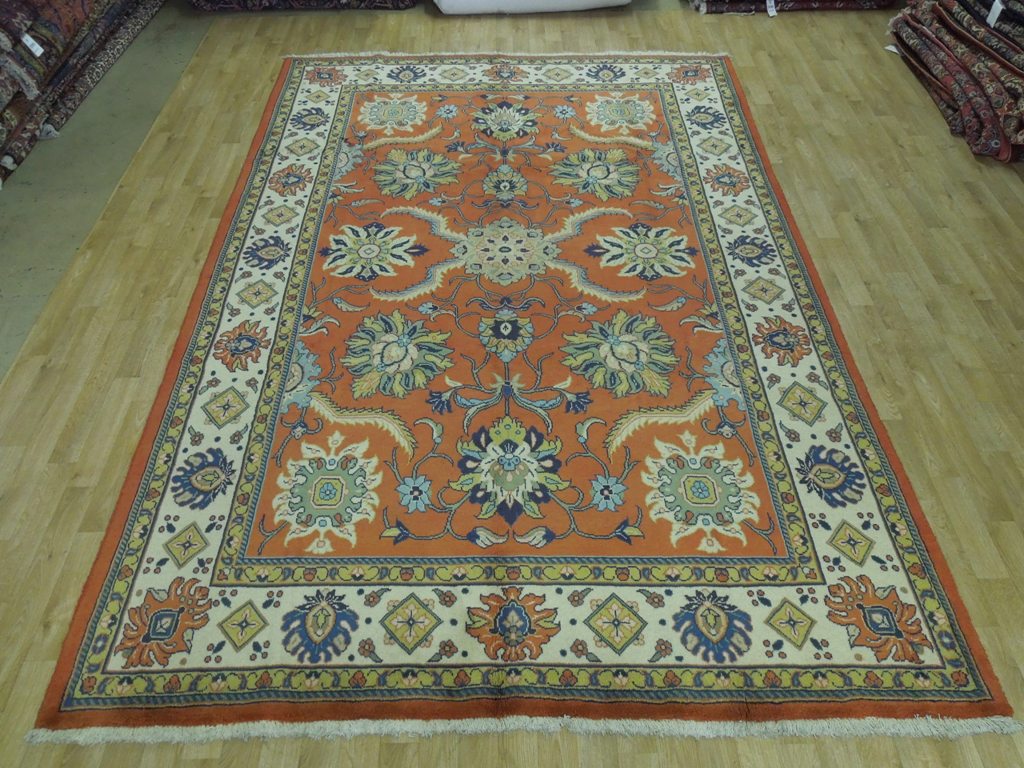 7 x 10.6 Terra Cotta Color Fine Persian Soltanabad Mahal Rug 72423