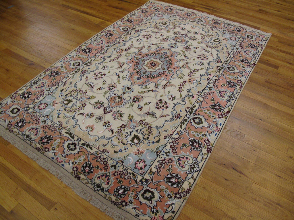 5x7 Authentic Hand-Knotted Wool & Silk Fine Quality Persian Tabriz Rug - Iran - bestrugplace