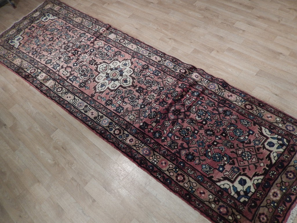 3.4 x 10.1 Red Semi-Antique Persian Herati Runner Rug 74457