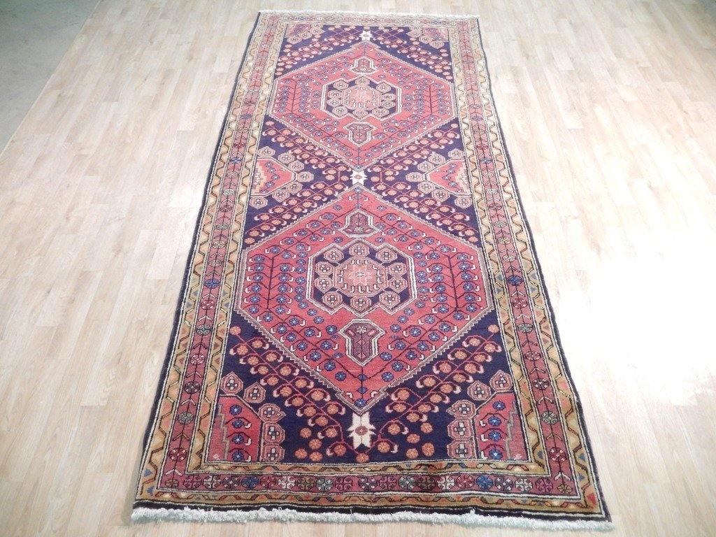 Stunning 4x9 Authentic Hand Knotted Semi-Antique Persian Abadeh Runner - Iran - bestrugplace