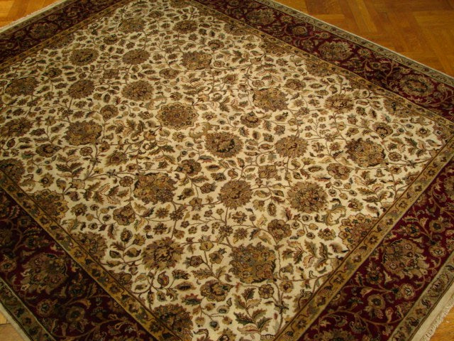 8.2 x 10.3 Quality Wool Handmade Rug DENSE LUSTROUS WOOL Ivory Black Jaipour Rug 5548