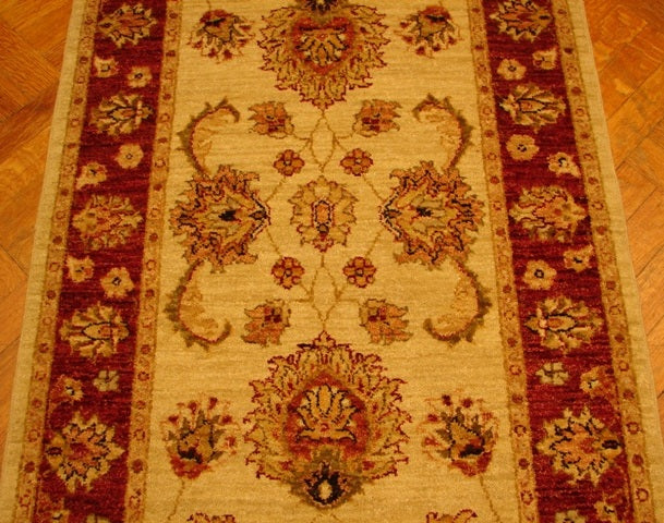 3' x 10' Ivory Chobi Peshawar Runner Rug 14942