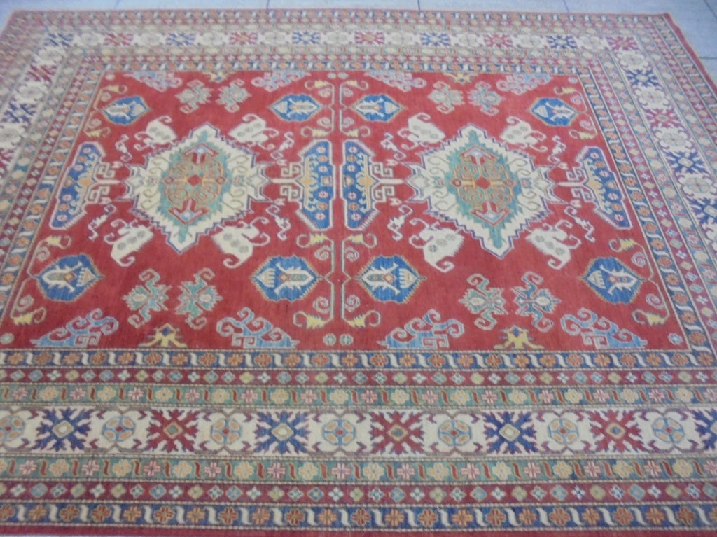 13.2 x 9.6 Tiger Orange Kazak Rug 75541