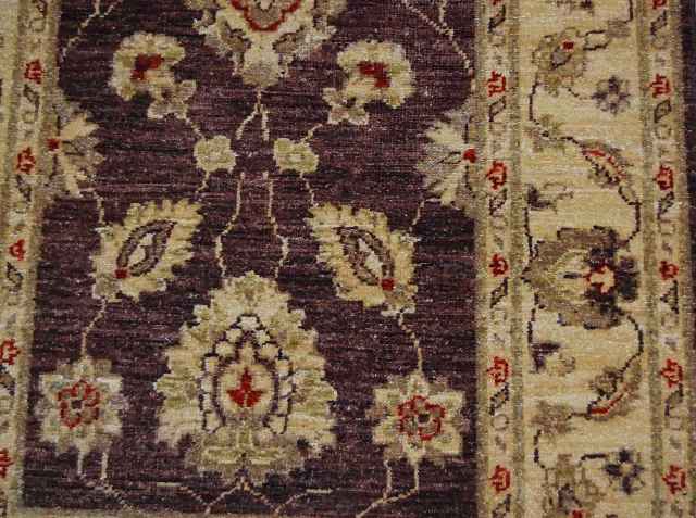 2.4 x 9.7 Wine Red Chobi Peshawar Rug 15376