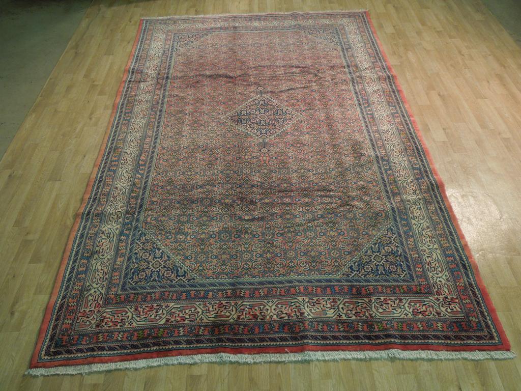 7' x 10' Coral Red Fine Persian Kord Lilihan Bijar Rug 72757