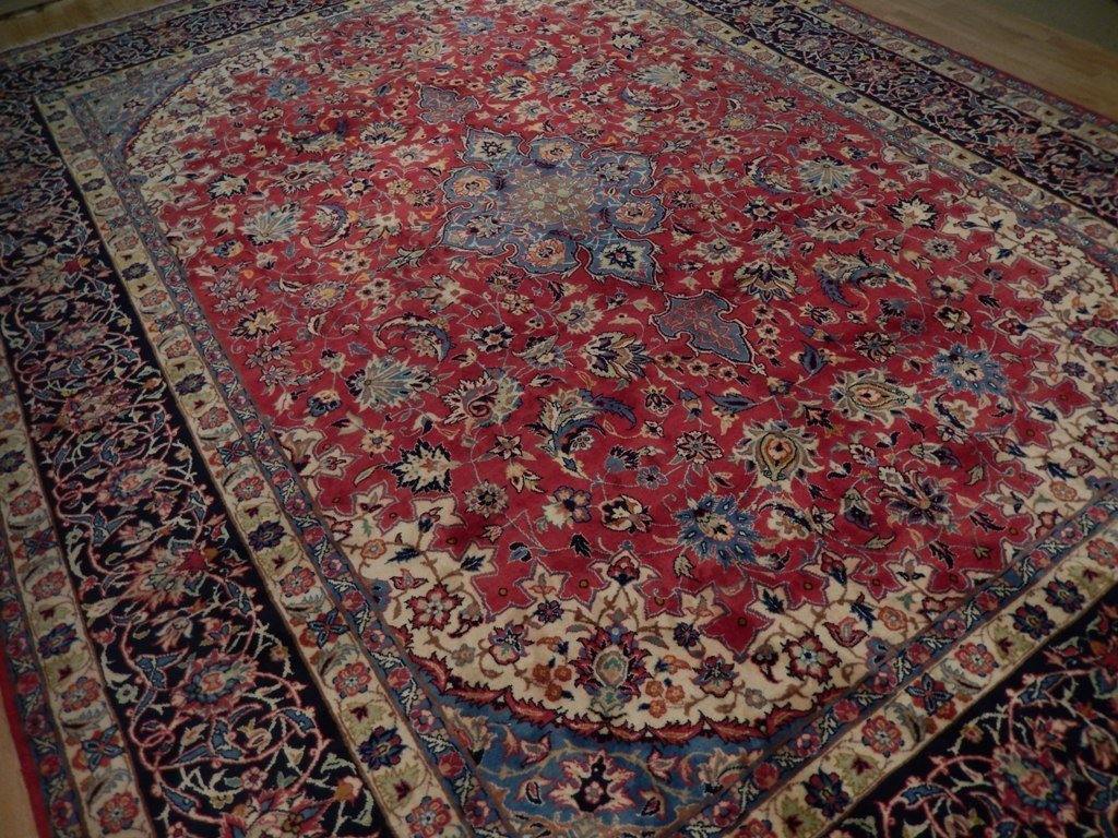 9x13 Authentic Hand Knotted Semi-Antique Persian Isfahan Rug - Iran - bestrugplace