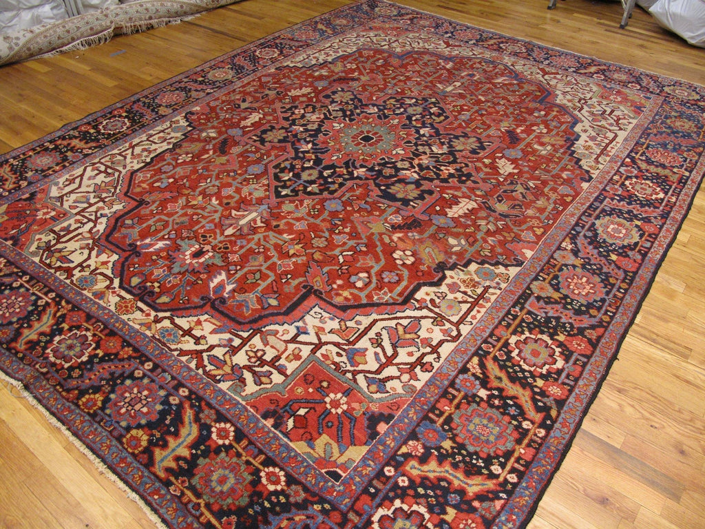 8x11 Authentic Hand-Knotted Antique Persian Heriz Rug - Iran - bestrugplace
