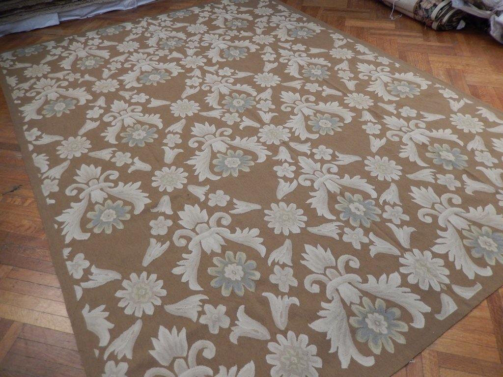 9' x 12' Brown Aubusson Weave French Weave Rug - bestrugplace