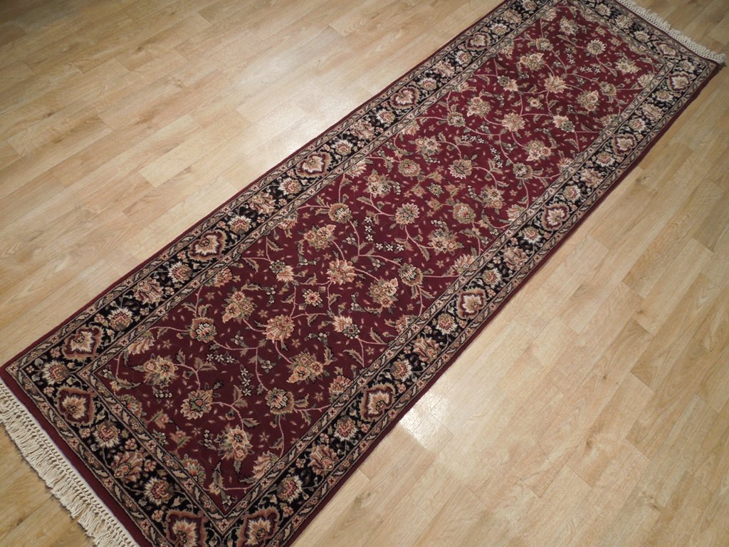 3' x 8' Red Lavar Wool & Silk Fine Quality Runner Rug 19006