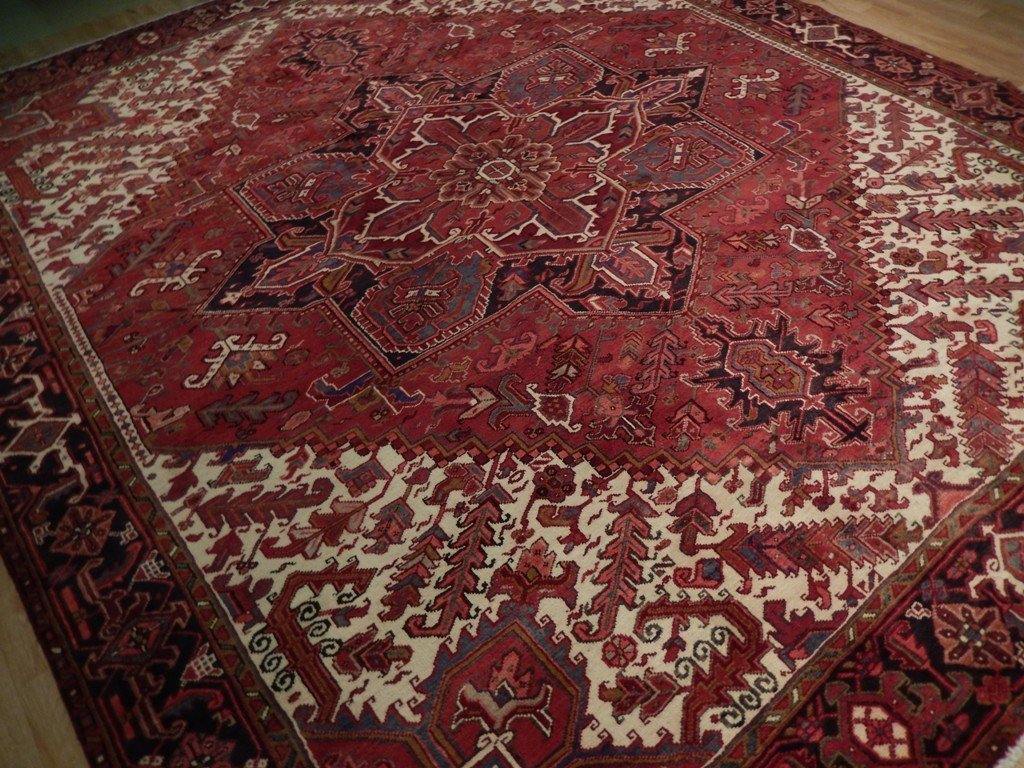 9x11 Authentic Hand Knotted Semi-Antique Persian Heriz Rug - Iran - bestrugplace