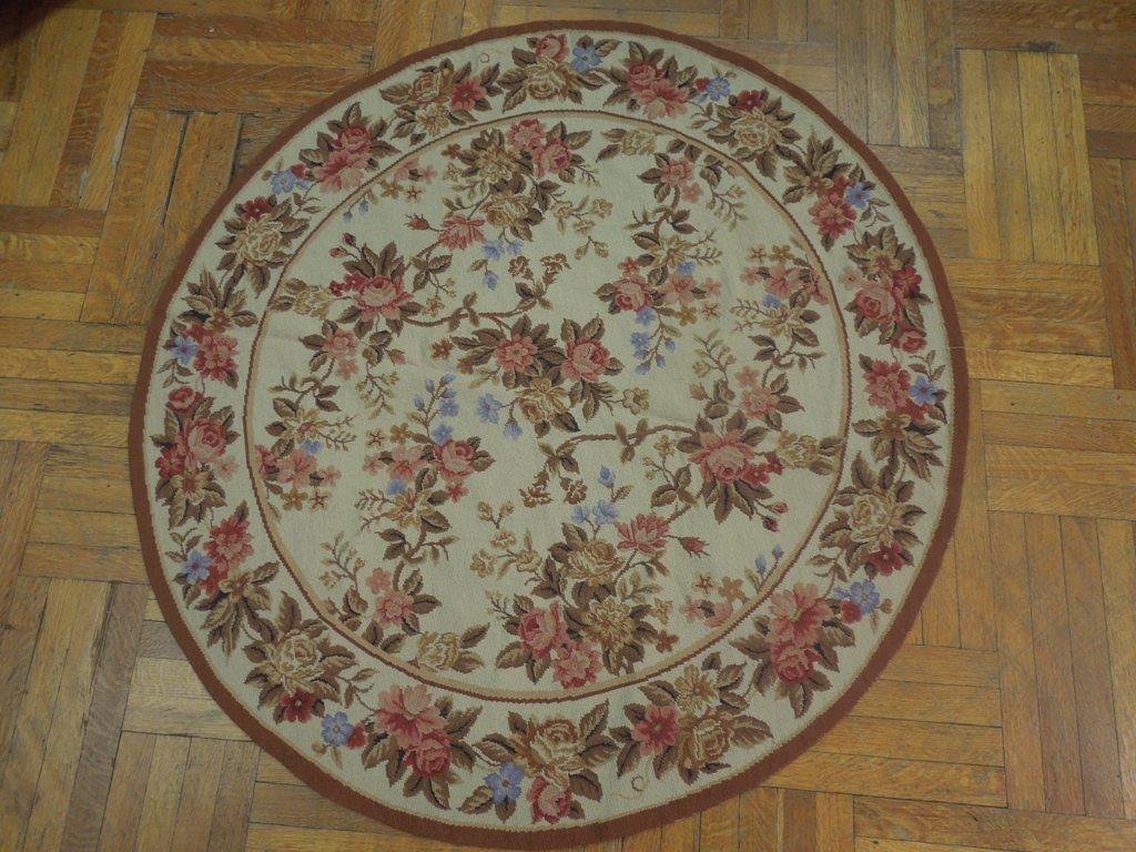 5x5 Needlepoint Flat Weave Round Rug - China - bestrugplace
