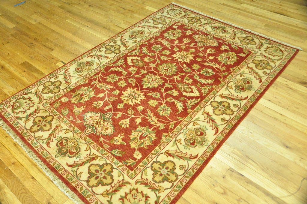 Fascinating 4x6 Authentic Hand-Knotted Vegetable Dyed Chobi Rug - India - bestrugplace