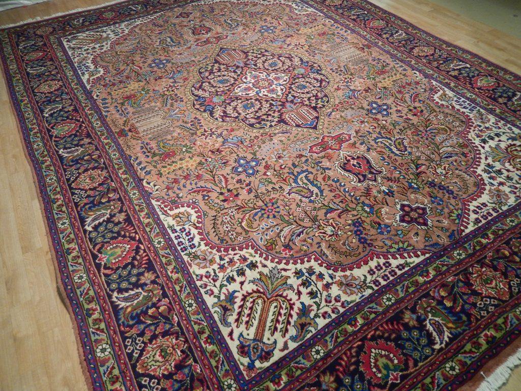 9x13 Authentic Hand Knotted Semi-Antique Persian Tabriz Rug - Iran - bestrugplace