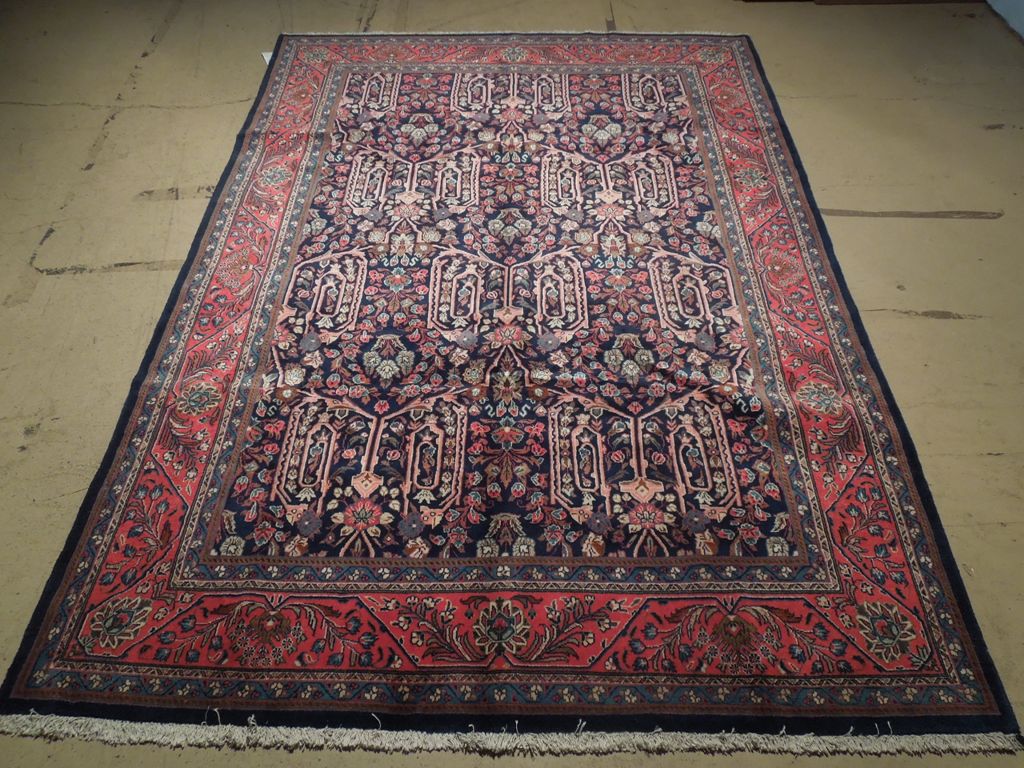 7 x 10 Navy Blue Fine Persian Sarouk Bijar Rug 72326