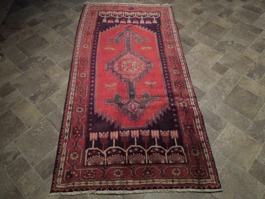 4x8 Authentic Hand Knotted Semi-Antique Persian Hamadan Rug - Iran - bestrugplace