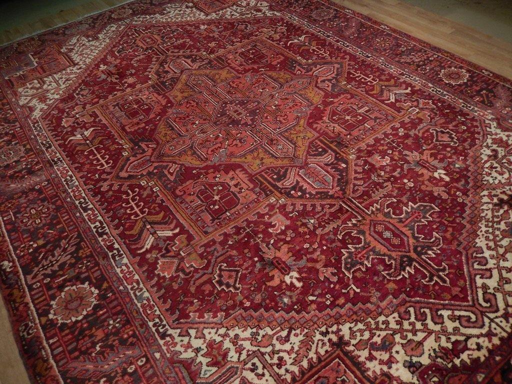 8x11 Authentic Hand Knotted Semi-Antique Persian Heriz Rug - Iran - bestrugplace
