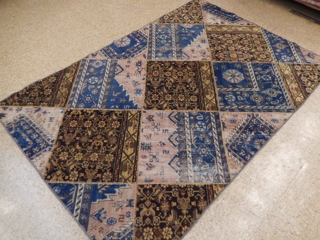 5.7 x 8.6 Multi-Color Antique Persian Patchwork Rug 22213