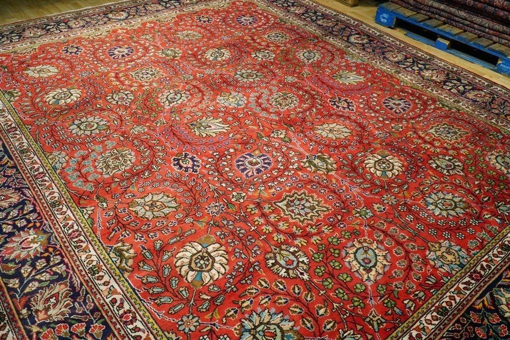 ALL OVER RED BLUE PERSIAN TABRIZ RUG Shah Abbasi 10x13 - Iran 74678 - bestrugplace