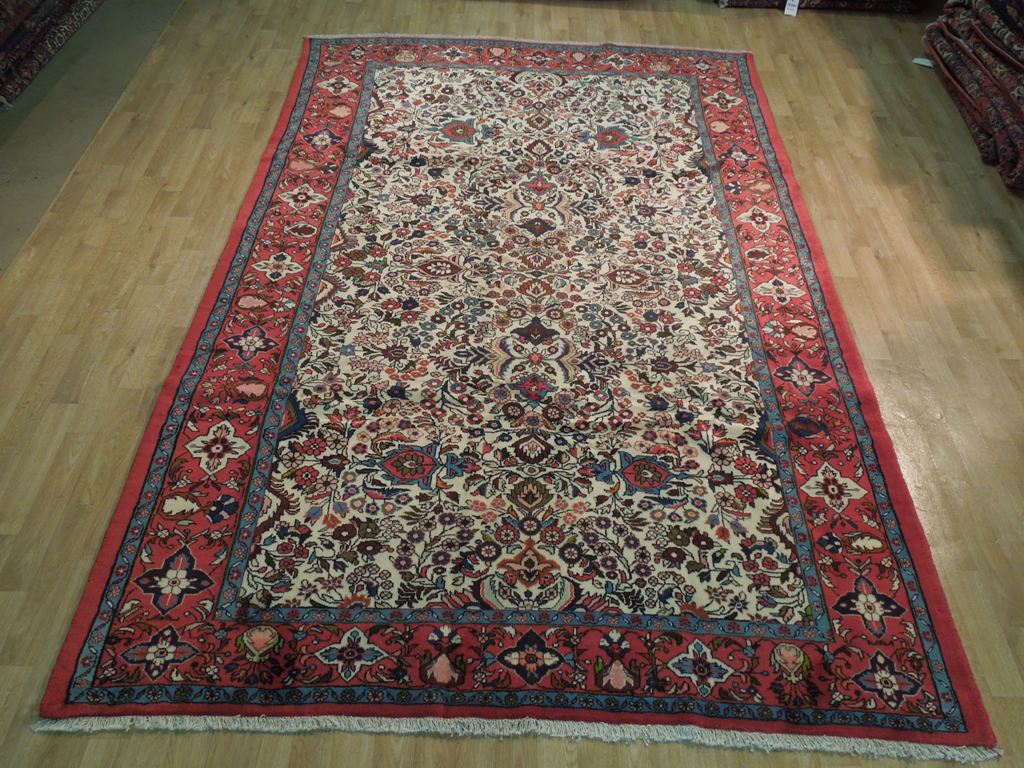 6.7 x 9.10 Ivory Fine Persian Lilihan Bibikabad Rug 72413