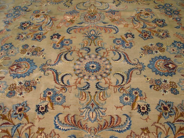 8.5 x 12.6 LIGHT SAGE GREEN Semi-Antique Persian Kerman Rug PIXG-991230