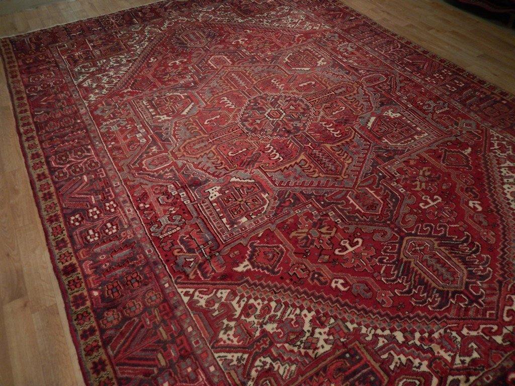8x11 Authentic Hand Knotted Semi-Antique Persian Heriz Rug - Iran - bestrugplace