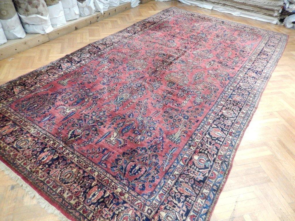 10x19 Authentic Handmade Semi-Antique Persian Sarouk Rug - Iran - bestrugplace