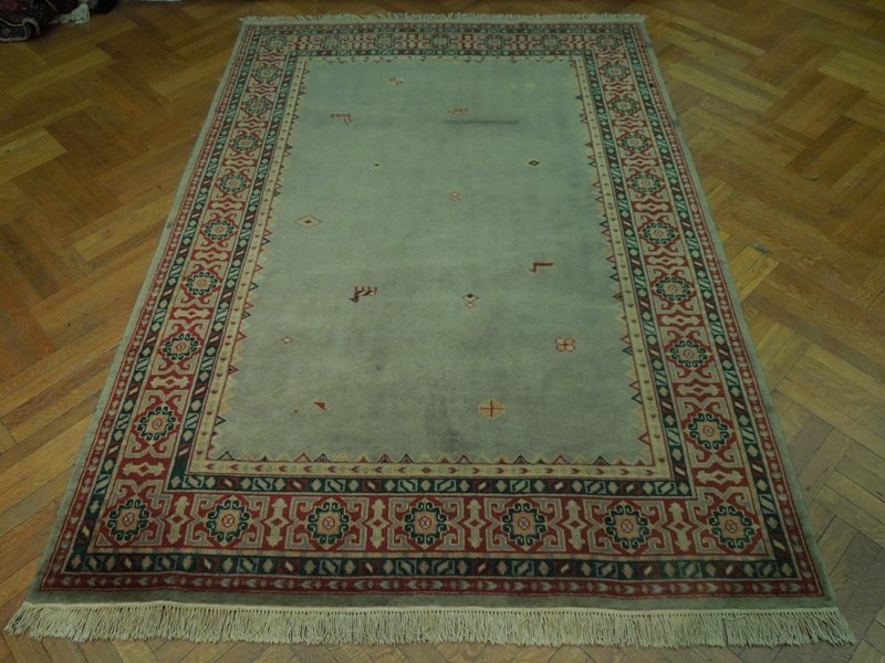 6.3 x 8.10 Sage Green Transitional GABBEH Rug 17068