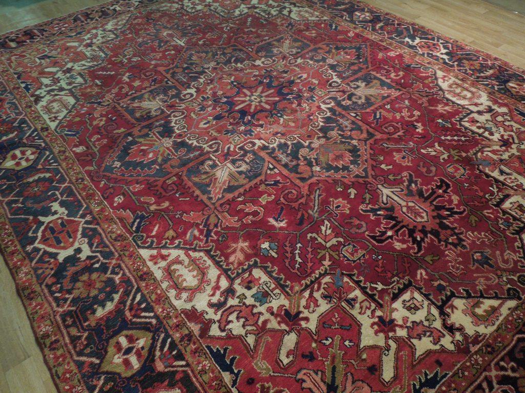 9x11 Authentic Hand Knotted Semi-Antique Persian Heriz Rug - Iran - bestrugplace