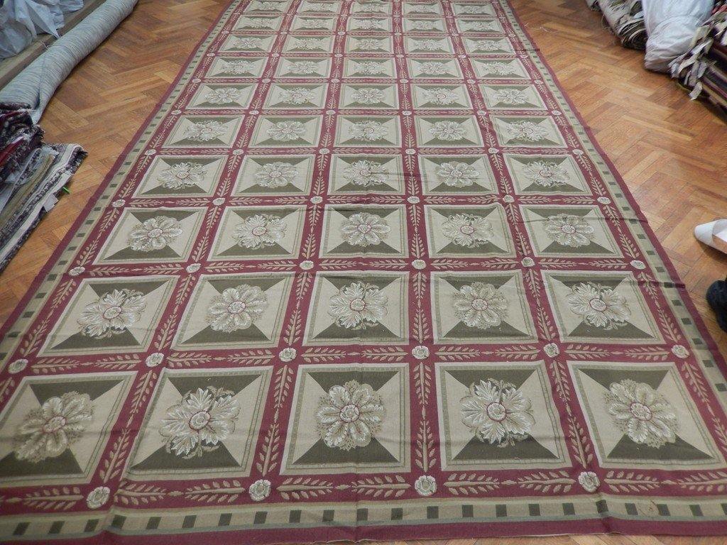 9x20 Needlepoint Flat Weave French Rug - China - bestrugplace