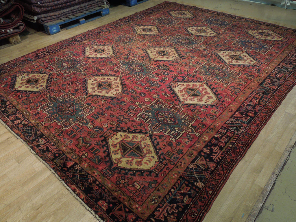 9x13 Authentic Hand-Knotted Antique Persian Karaja Rug - Iran - bestrugplace