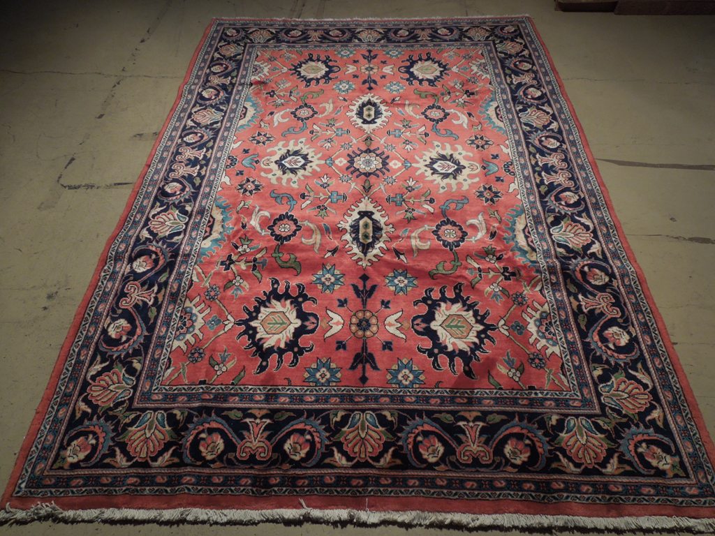 7 x 10.6 Salmon Pink Fine Persian Mahal Rug 72327