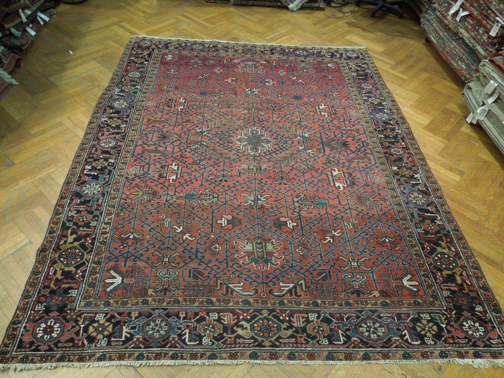 8x11 Authentic Hand Knotted Antique Persian Heriz Rug - Iran - bestrugplace