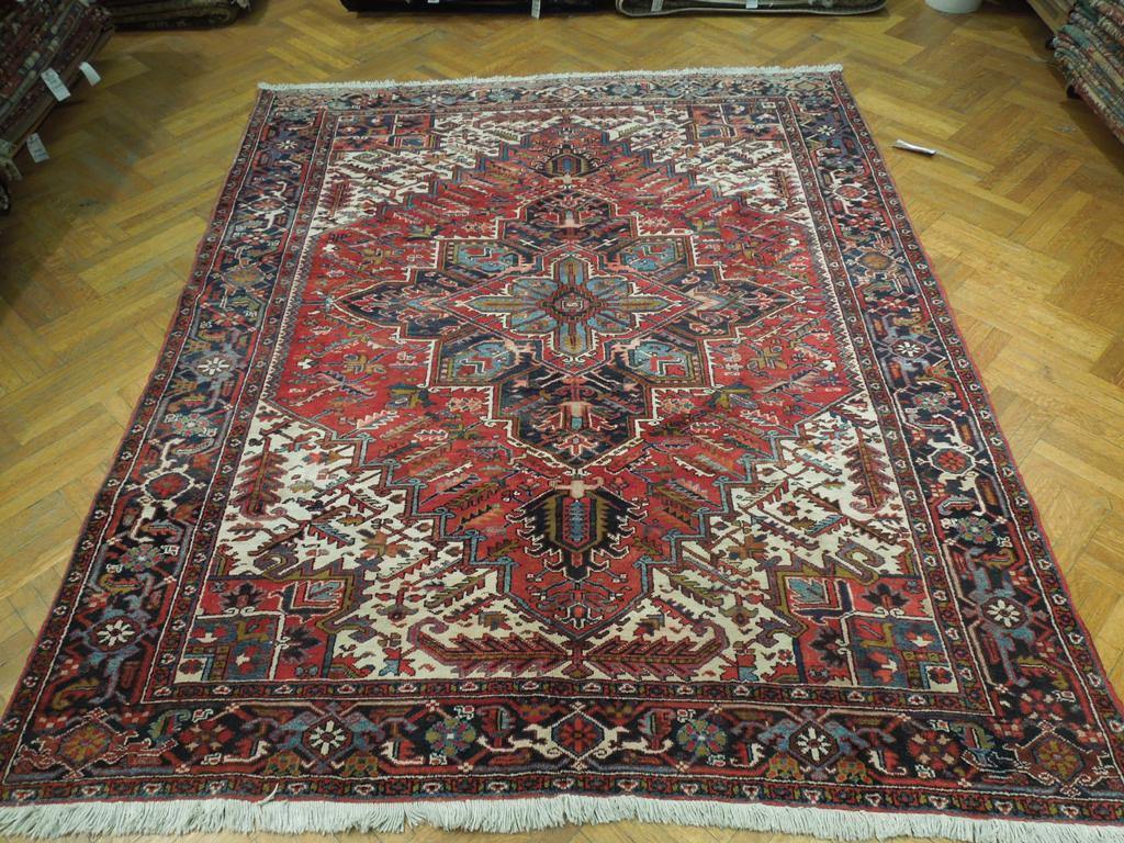 8x10 Authentic Hand Knotted Semi-Antique Persian Heriz Rug - Iran - bestrugplace