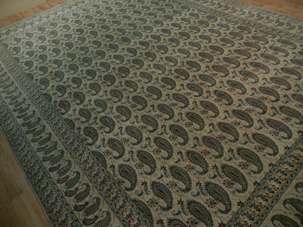 9x12 Authentic Hand Knotted Semi-Antique Persian Qum Paisley Rug - Iran - bestrugplace