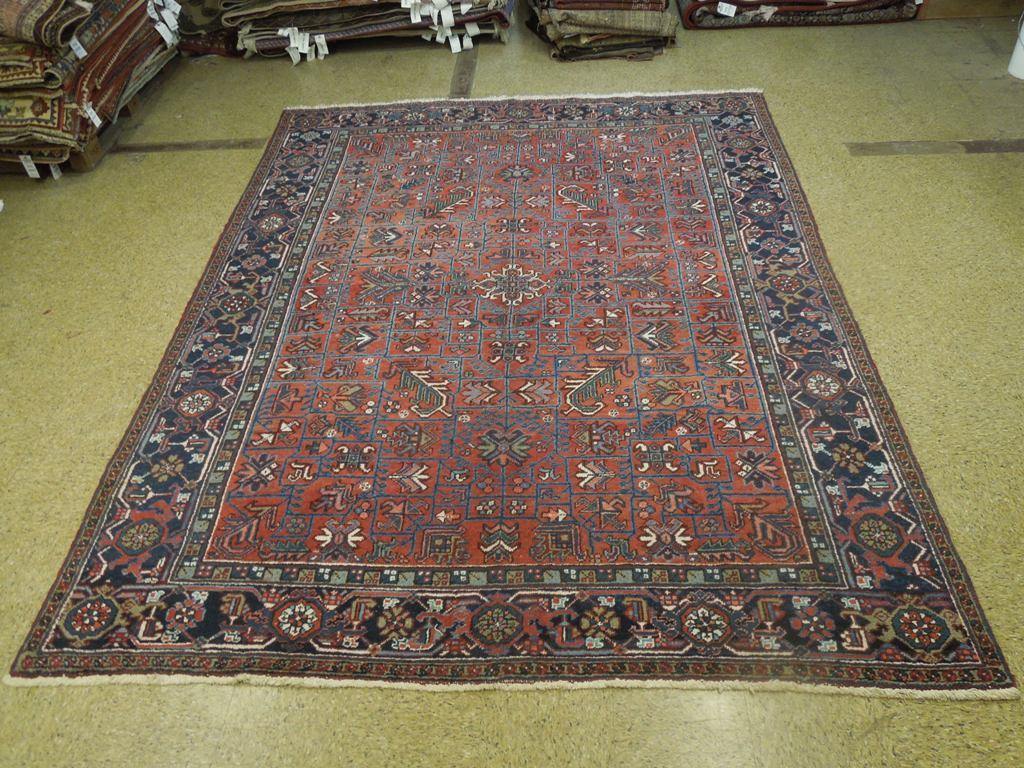 8x10 Authentic Hand Knotted Semi-Antique Persian Heriz Rug - Iran - bestrugplace